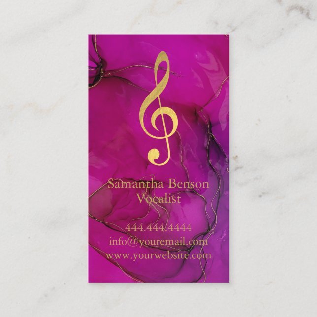 Vocalist Singer Musical Clef Logo Rose Gold Music Visitenkarte (Vorderseite)
