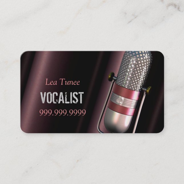 Vocalist, Singer, Performer, Musik, Lessons Mic Visitenkarte (Vorderseite)