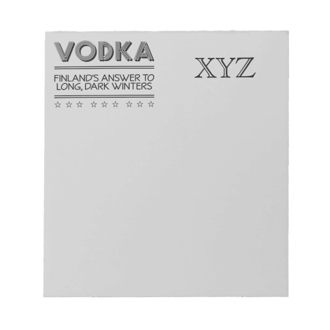 VODKA-angepasstes Notizblock (Vorderseite)