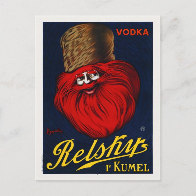 Vodka Relskys Frankreich 1911 Vintage Poster Postkarte (Vorderseite)