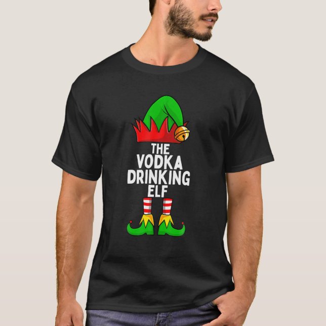 Vodka trinken Elf Matching Familie Weihnachten T-Shirt (Vorderseite)