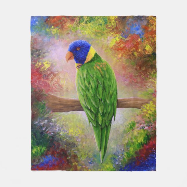 Vogel 76 Multicolorvogel Fleecedecke (Vorderseite)