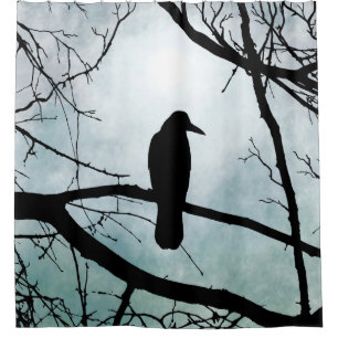 Vogel 77 Crow Raven Duschvorhang