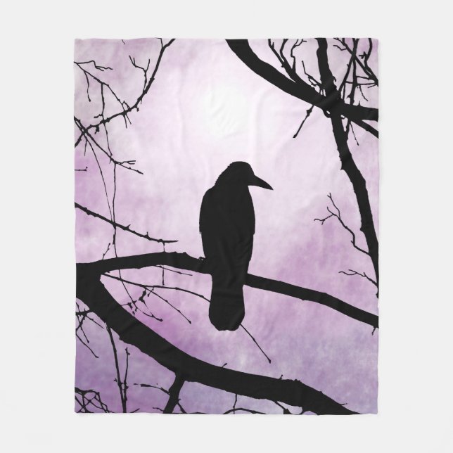 Vogel 78 Crow Raven Fleecedecke (Vorderseite)