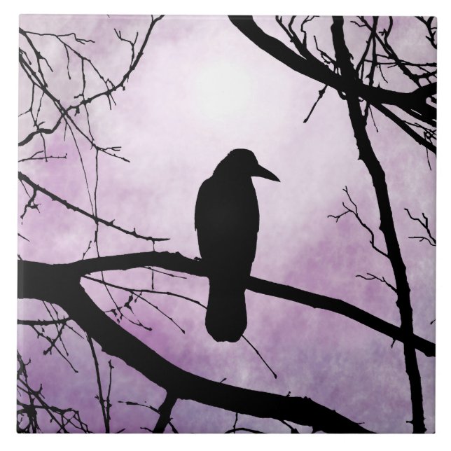 Vogel 78 Crow Raven Fliese (Vorderseite)