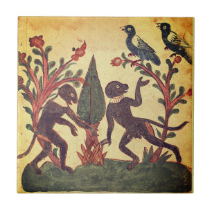 Vögel Affe Glühwürmchen Indische Renaissance Fabel Fliese