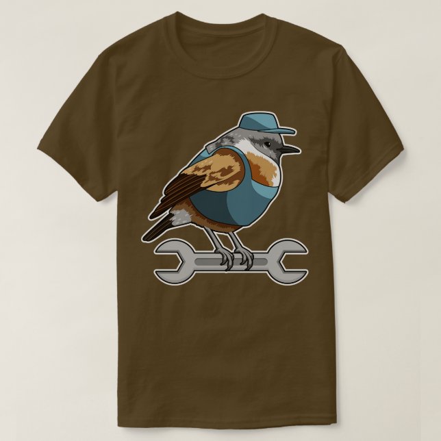 Vogel als Handwerker mit Schlüssel T-Shirt (Design vorne)