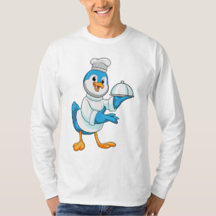 Vogel als Koch mit Platter T-Shirt