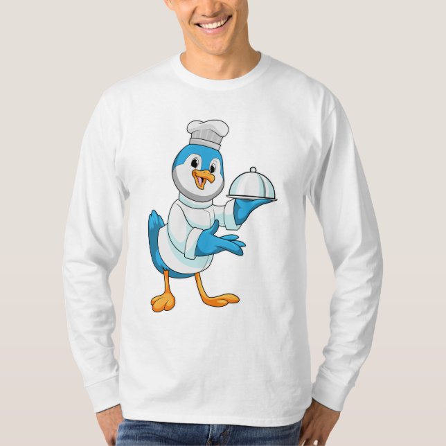 Vogel als Koch mit Platter T-Shirt (Vorderseite)