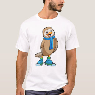 Vogel als Skifahrer mit Ski & Scarf T-Shirt