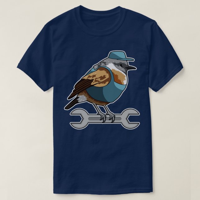 Vogel als Zeichner mit Wrench T-Shirt (Design vorne)