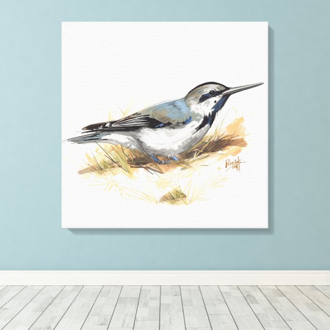 Vogel am Strand Leinwanddruck (Insitu (Holzboden))