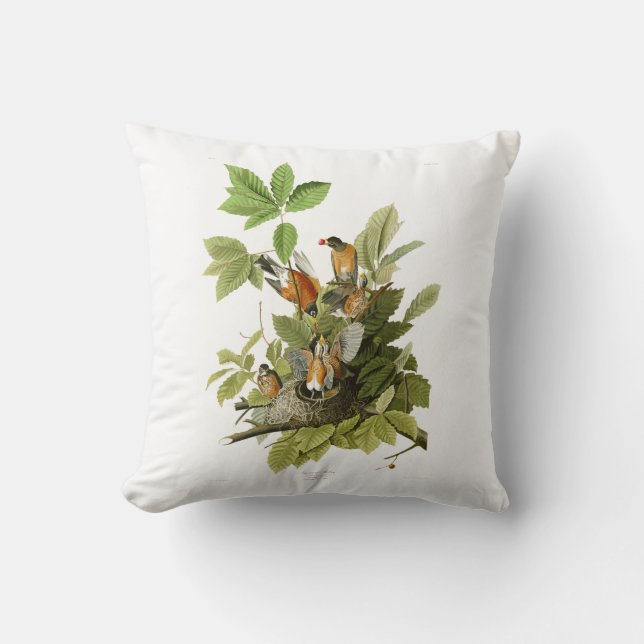 Vögel Amerikaner-Robins John James Audubon von Kissen (Vorderseite)