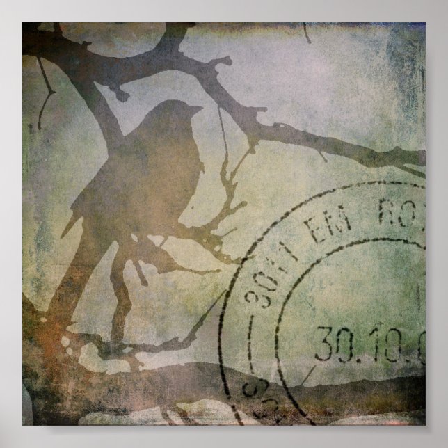 Vogel an einer Zweigstelle Poster (Vorne)