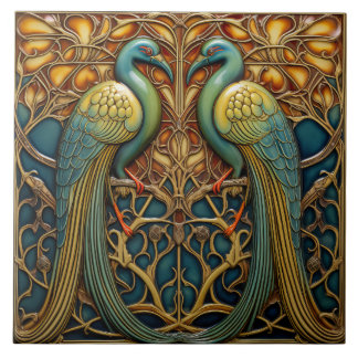 Vögel Antike Jugendstil Inspirierte Naturdekoratio Fliese