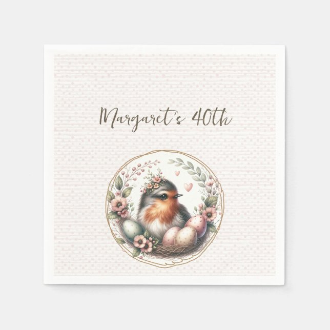 Vogel-Aquarell  Serviette (Vorderseite)