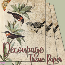 Vögel auf Ast-Grünblätterschmetterling-Decopage Seidenpapier