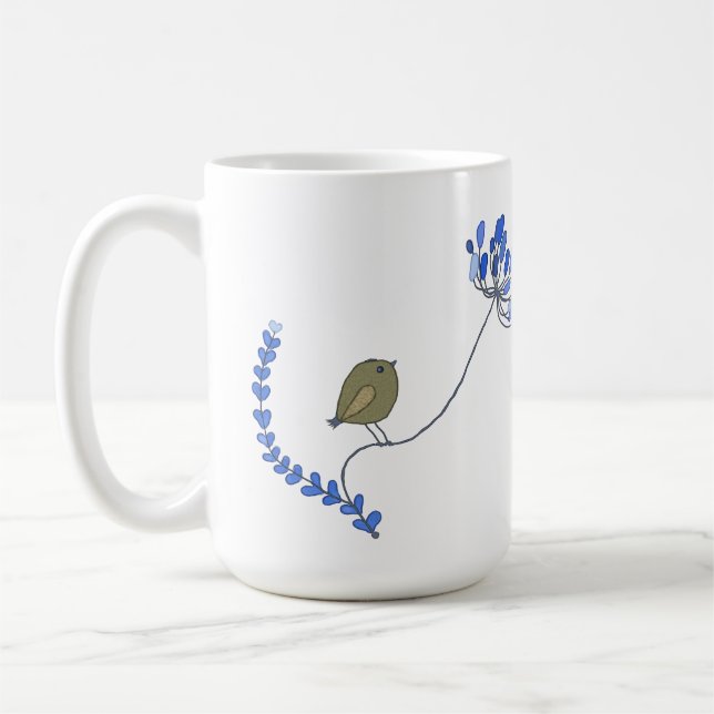 Vogel auf Blume Kaffeetasse (Links)