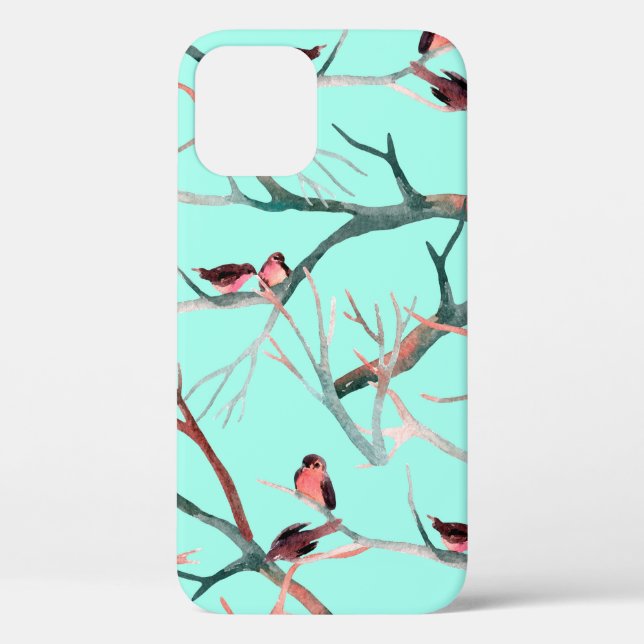 Vögel auf den Baumzweigen Aquarellmalerei Case-Mate iPhone Hülle (Rückseite)