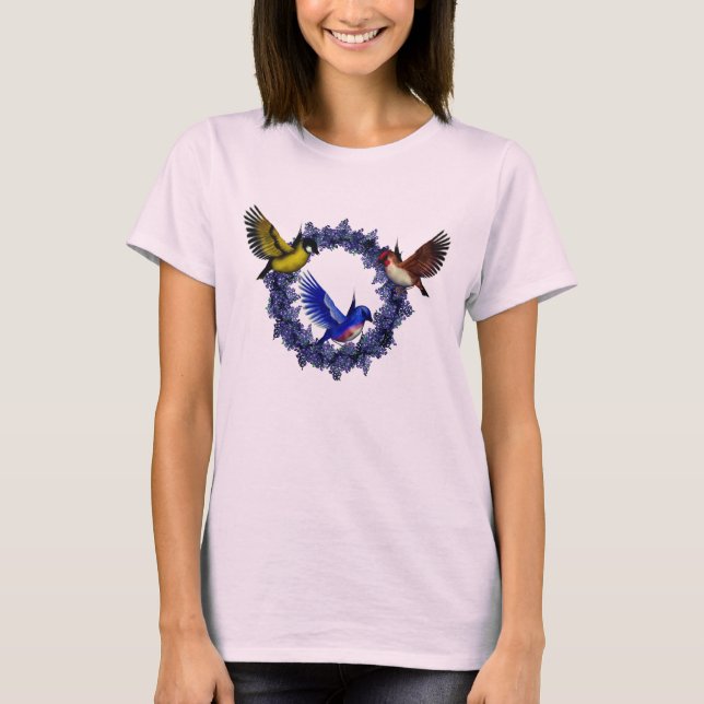 Vögel auf der Blume Wraath Nature T-Shirt (Vorderseite)