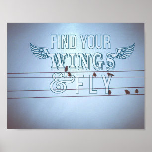 Vögel auf Draht, Fliege Poster