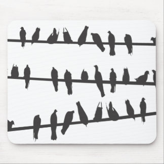 Vögel auf Drähten BW Mousepad