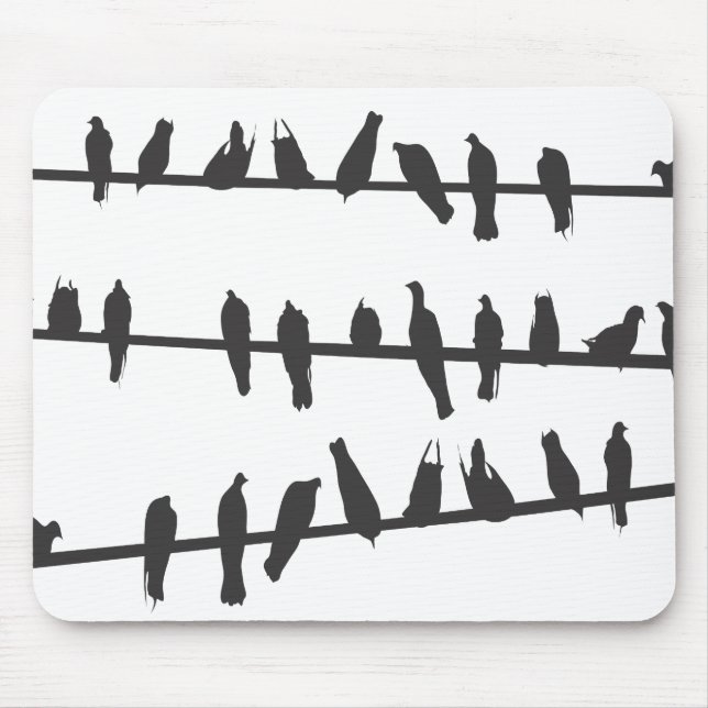 Vögel auf Drähten BW Mousepad (Vorne)