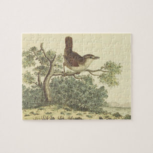 Vogel auf einem Ast sitzend (vintage Optik) Puzzle