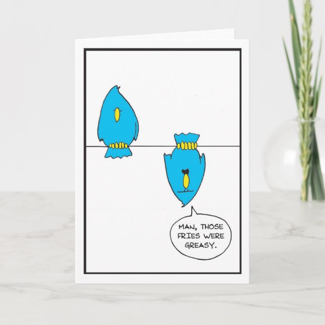 Vögel auf einem Draht - halb gebackene Comicen Dankeskarte (Vorderseite)