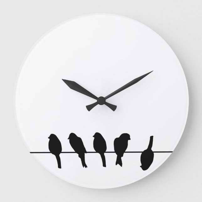 Vögel auf einem Draht - trauen Sie sich, Große Wanduhr (Vorderseite)