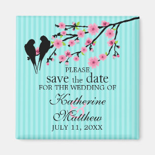 Vögel auf einem Kirschblossom Save the Date Magnet