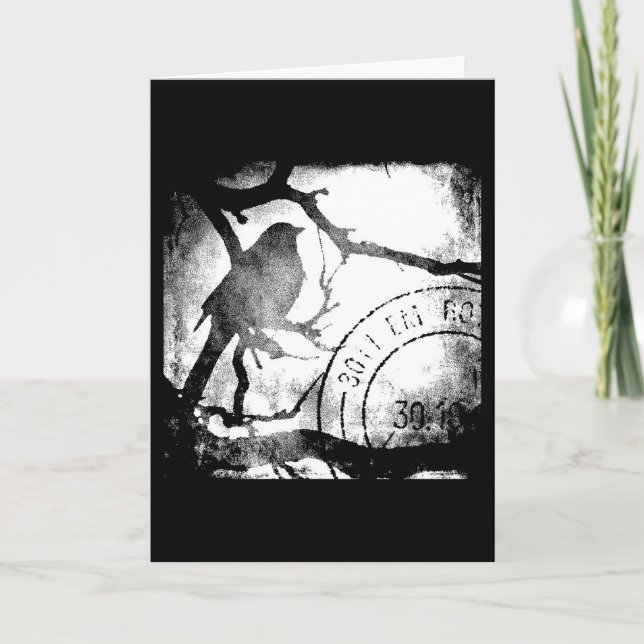 Vogel auf einem Niederlassungs-Monochrom Karte (Vorderseite)