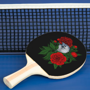 Vogel auf einem roten Tornadenstaub Tischtennis Schläger