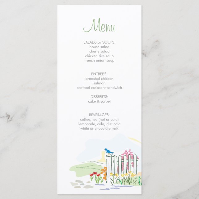 Vogel auf einem Zaun-Duschmenü Menükarte (Vorderseite)