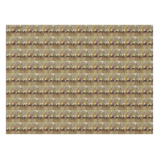 Vögel auf einem Zaun Tischdecke (Vorderseite (Horizontal))