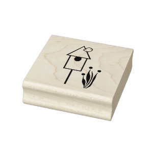 Vogel auf einer Birdhouse-Briefmarke Gummistempel