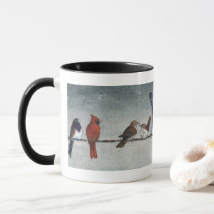 Vögel auf einer Draht-Tasse Tasse