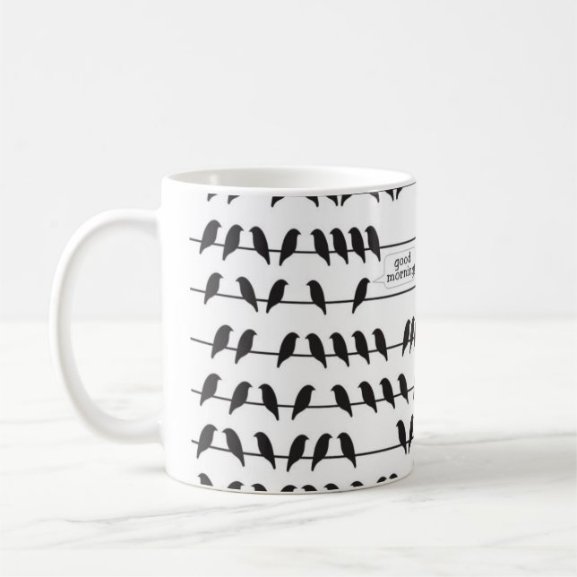 Vogel auf einer Draht-Tasse Tasse (Links)