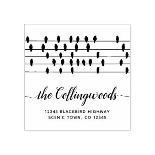 Vögel auf einer drahtgebundenen Rücksendeadresse Gummistempel