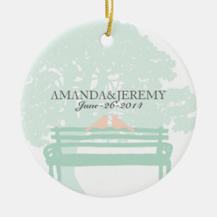 Vögel auf einer Parkbank Keramikornament