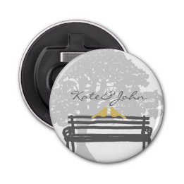 Vögel auf einer Parkbench-Hochzeit Flaschenöffner