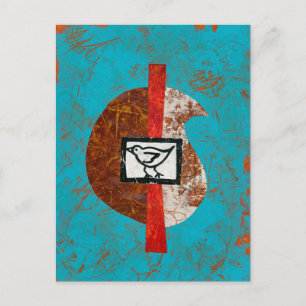 Vogel auf einer Wanderpostkarte Postkarte