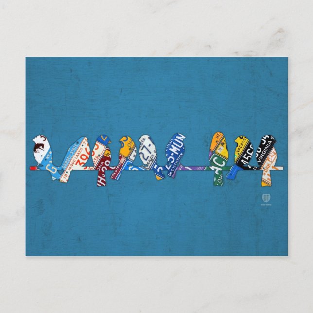 Vögel auf einer Wire License Plate Art Postkarte (Vorderseite)