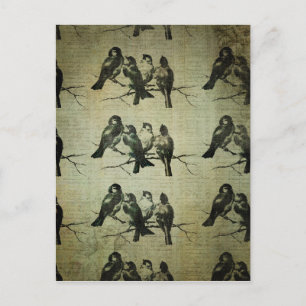Vögel auf einer Zweigstelle BAckground Postkarte