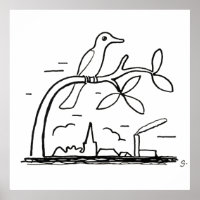 Vogel auf einer Zweigstelle Zeichnend von Leo Gest