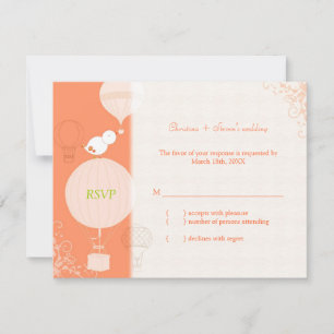 Vogel auf Hot Air Balloons Hochzeit RSVP Karte