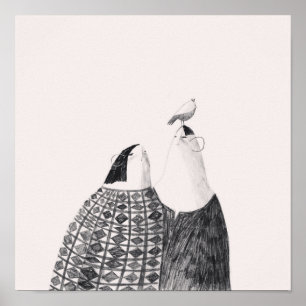 Vogel auf Kopf Poster