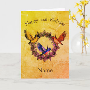 Vögel auf Kranz Personalisierter Geburtstag Karte