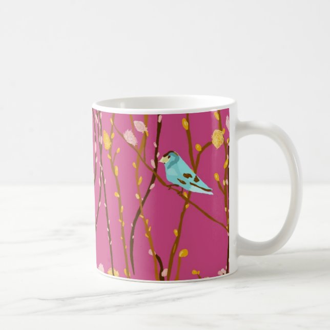 Vögel auf Pussy-Weide-Tasse Kaffeetasse (Rechts)