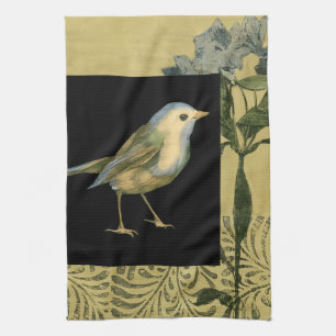 Vogel auf schwarzem und vintage Hintergrund Handtuch
